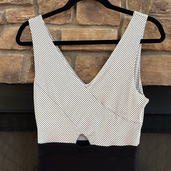 NWT Soprano black and white striped maxi dress with front slit. Large - Picture 3 of 10